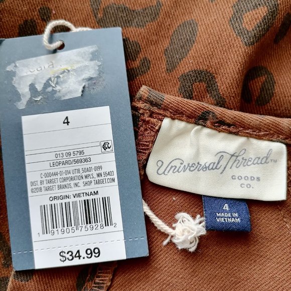 NWT Universal Thread Womens Brown Puff Sleeve Leopard Mini Dress Size 4 - Picture 6 of 8